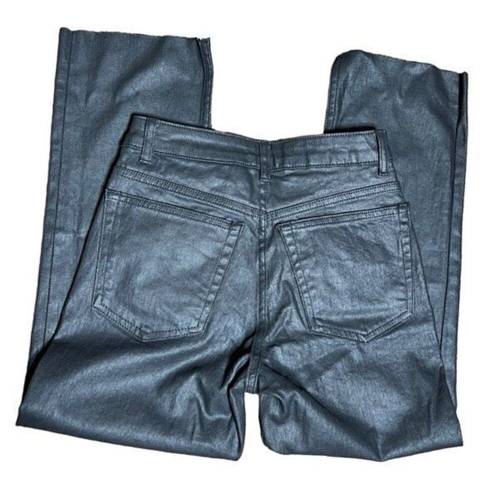 Topshop Wide Leg Polished Cotton Leather Look Cropped Pants Size 24
